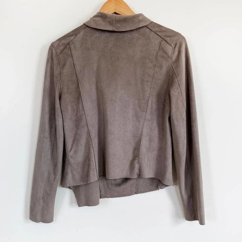 Blank NYC Drape Front Faux Suede Asymmetrical Zip Front Jacket MEDIUM - Picture 7 of 10